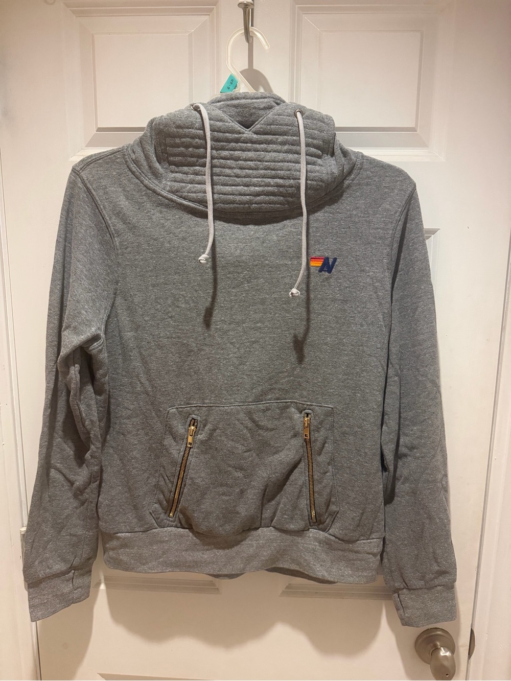 Aviator Nation NINJA PULLOVER HOODIE - HEATHER GREY- unisex- Large